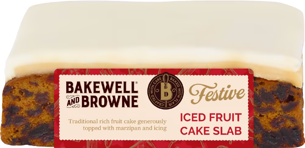 BAKEWELL AND BROWNE Iced Fruit Cake Slab 350g