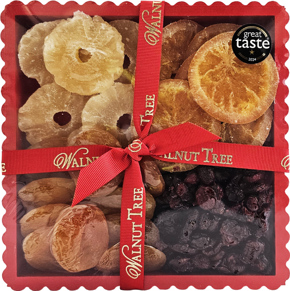 Walnut Tree Assorted Dried Fruit in Red Fluted Tray 300g