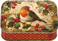 TIN TREATS Robin Rectangular Tin with Fudge 125g