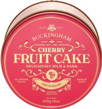 BUCKINGHAM Cherry Fruit Cake in Pink Vintage Gift Tin 425g