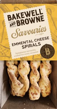BAKEWELL AND BROWNE Savouries - Emmental Cheese Spirals 70g