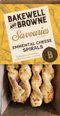 BAKEWELL AND BROWNE Savouries - Emmental Cheese Spirals 70g