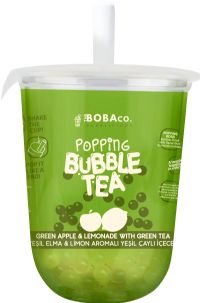 THE BOBA CO. Popping Bubble Tea - Green Apple & Lemon with Green Tea 330ml