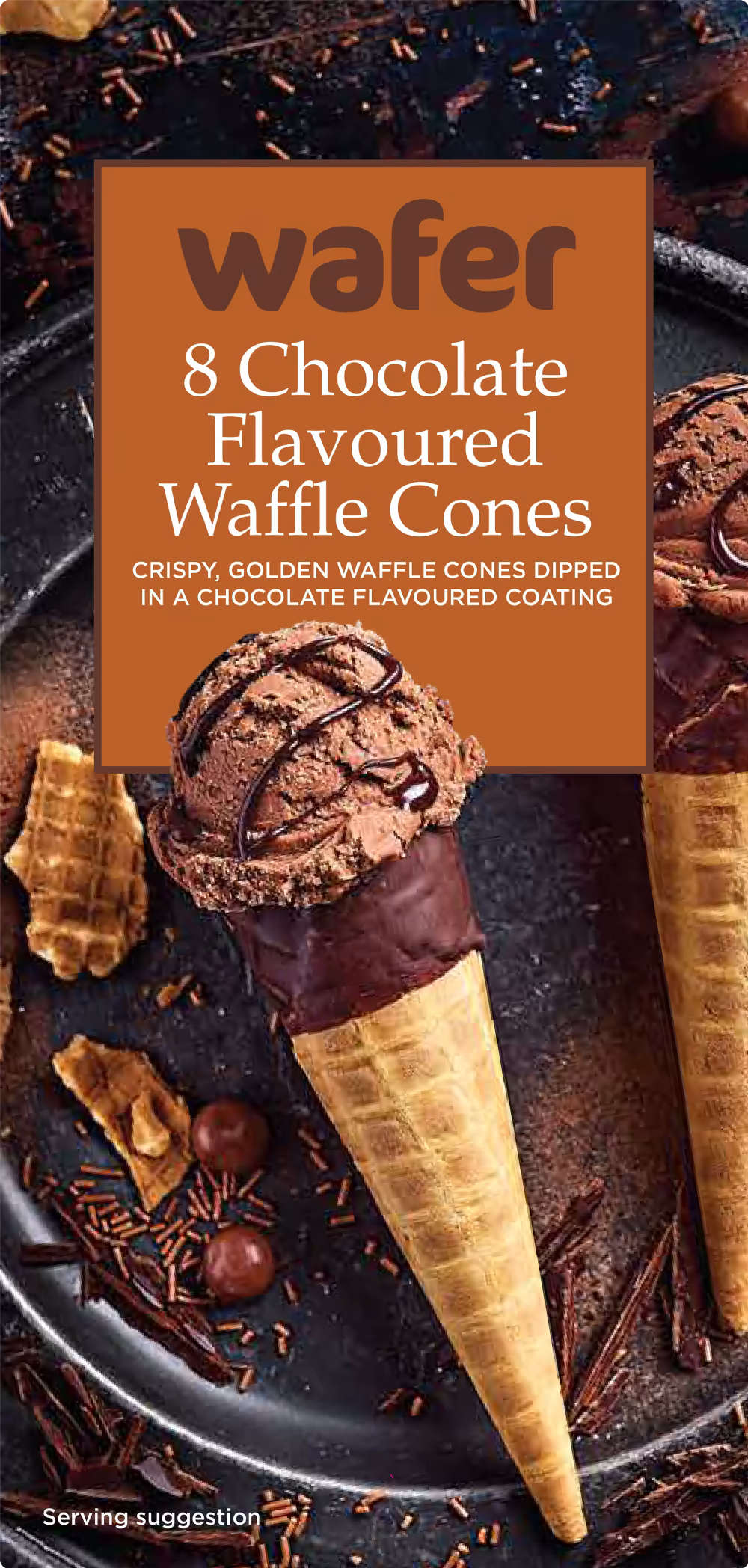 WAFER 6 Chocolate Flavoured Dipped Waffle Cones