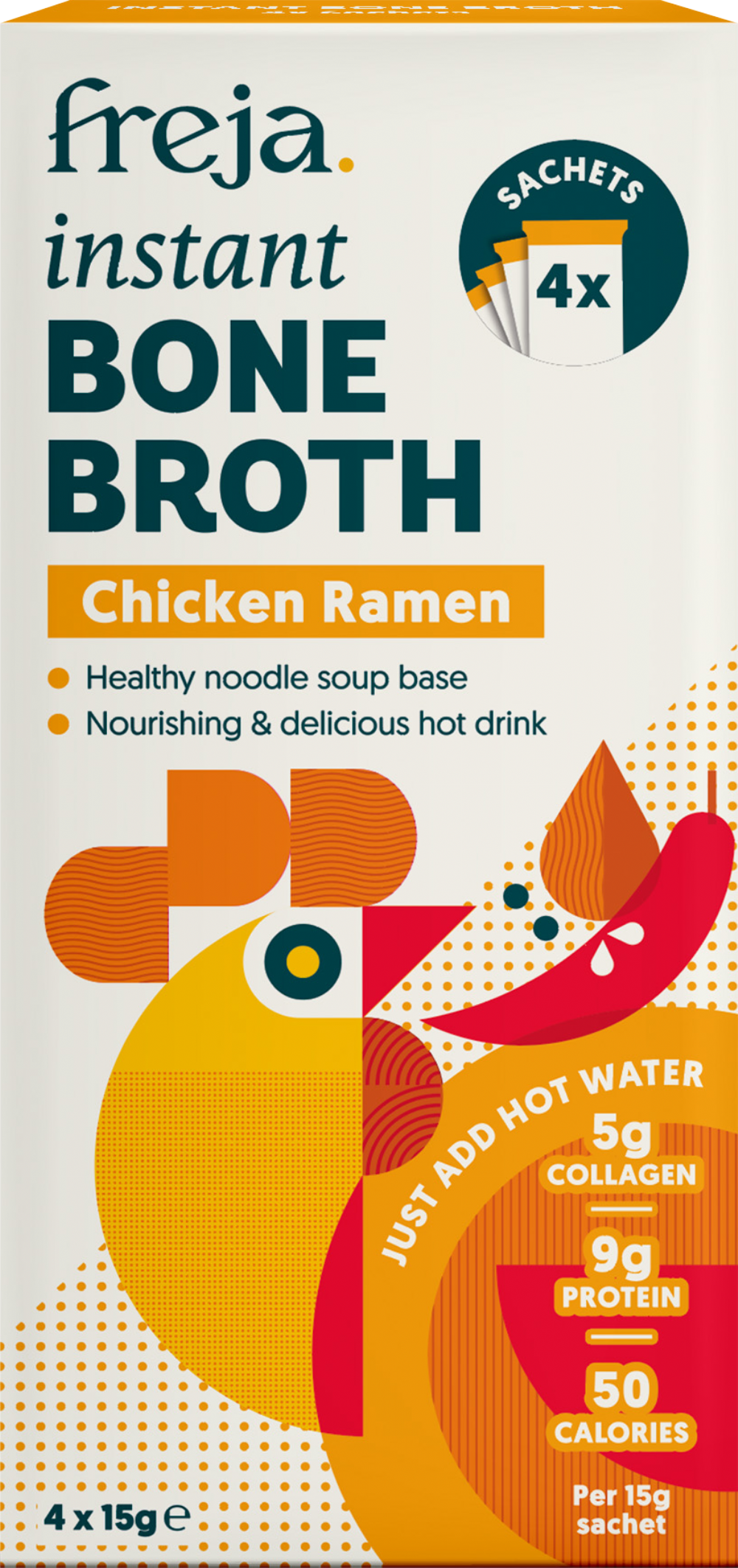 Freja Instant Chicken Ramen Bone Broth - 4 Sachets 60g