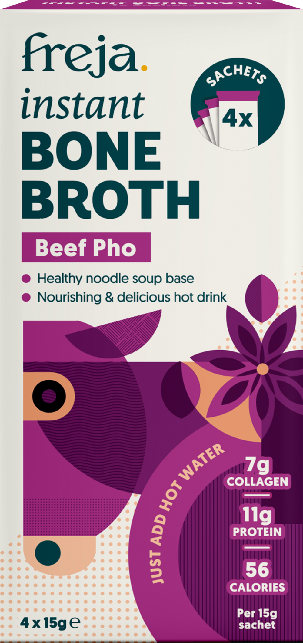 Freja Instant Beef Pho Bone Broth - 4 Sachets 60g