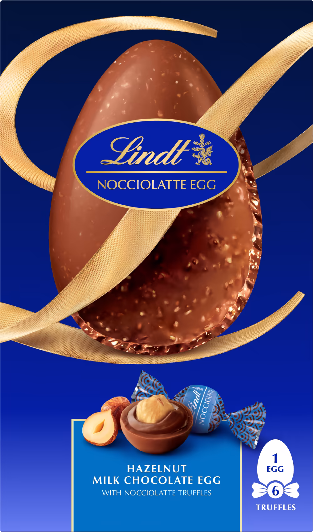 LINDT Hazelnut Milk Chocolate Egg with Nocciolatte Truffles 245g
