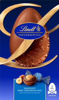LINDT Hazelnut Milk Chocolate Egg with Nocciolatte Truffles 245g
