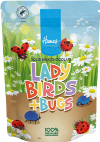 HAMES Solid Milk Chocolate Ladybirds & Bugs - Pouch 100g