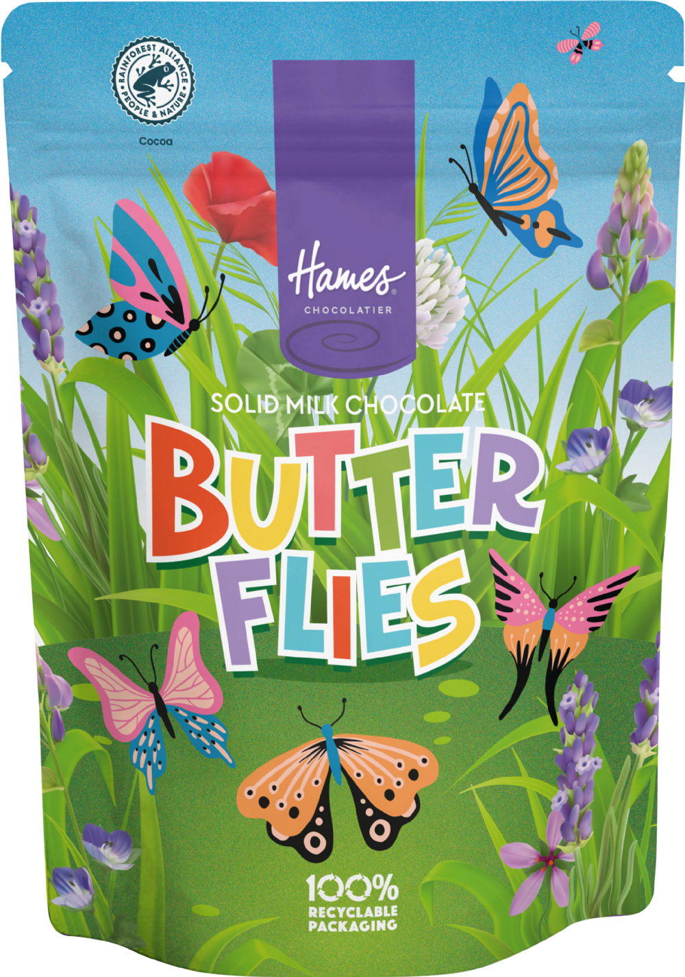 Hames Solid Milk Chocolate Butterflies - Pouch 100g