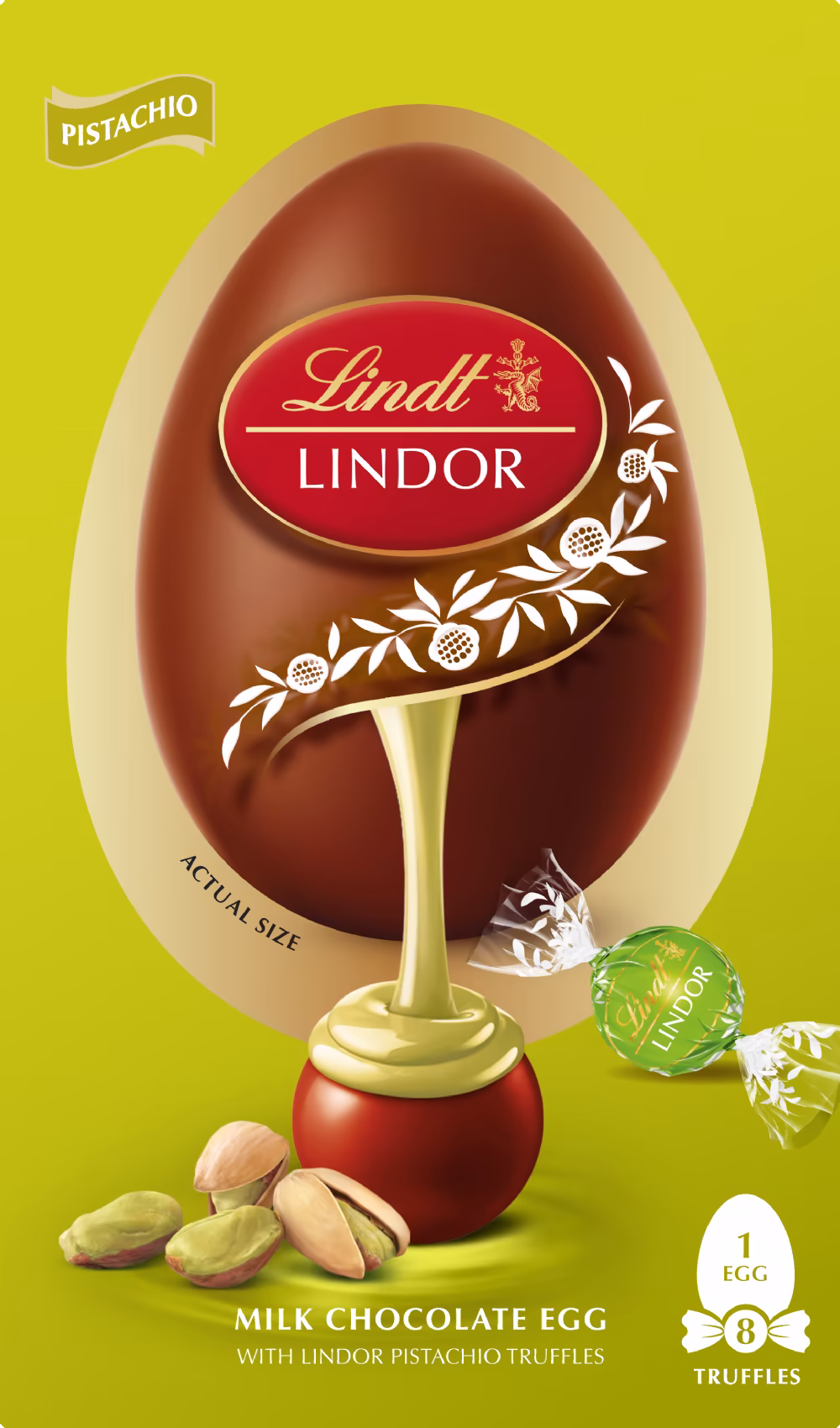 LINDT Lindor Milk Chocolate Egg with Pistachio Truffles 260g