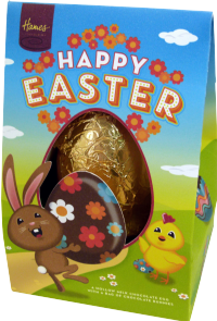HAMES 'Happy Easter' Milk Chocolate Egg with Bunnies 125g