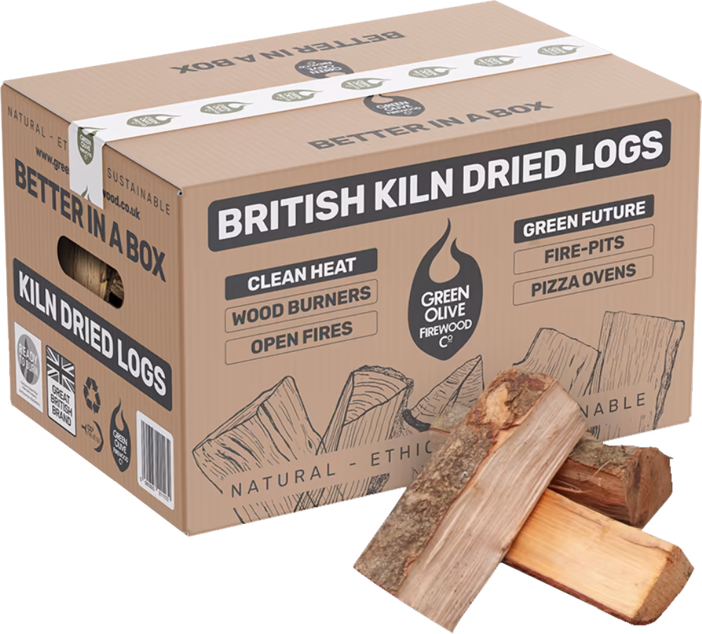 GREEN OLIVE FIREWOOD British Kiln Dried Log Box 19L