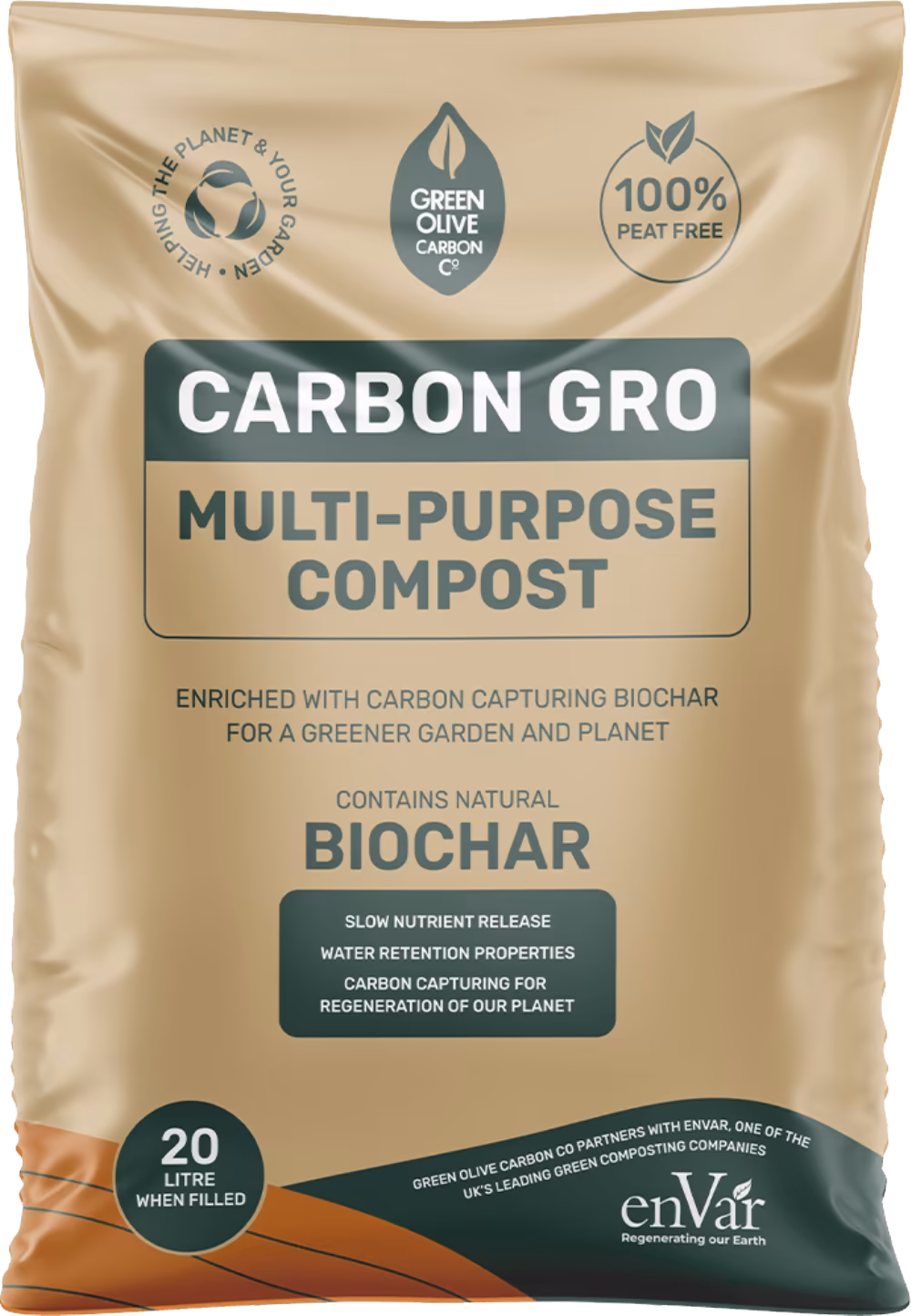 GREEN OLIVE FIREWOOD Carbon Gro Multipurpose Compost with Biochar 20L