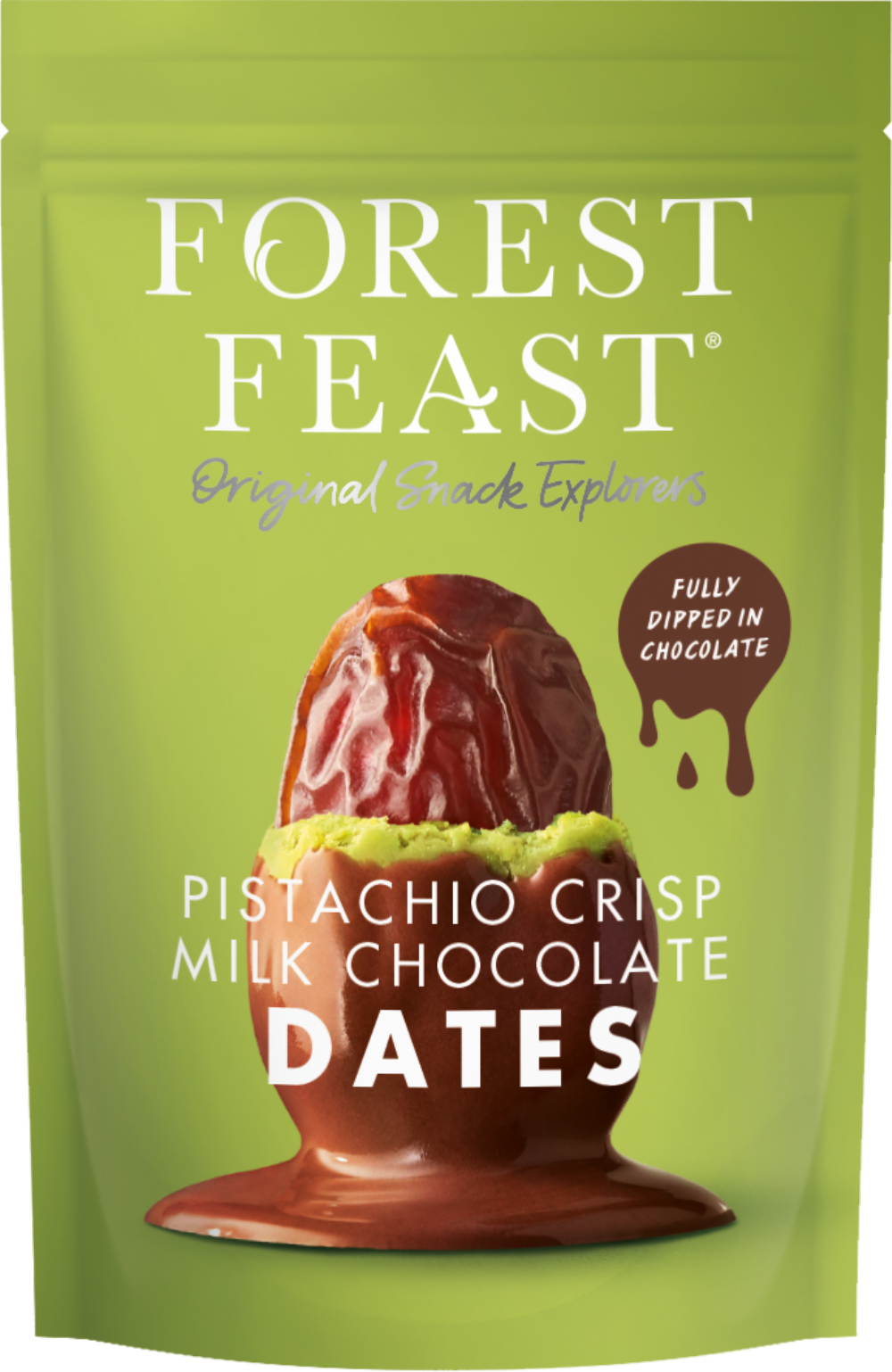 Forest Feast Pistachio Crisp Milk Chocolate Dates 120g