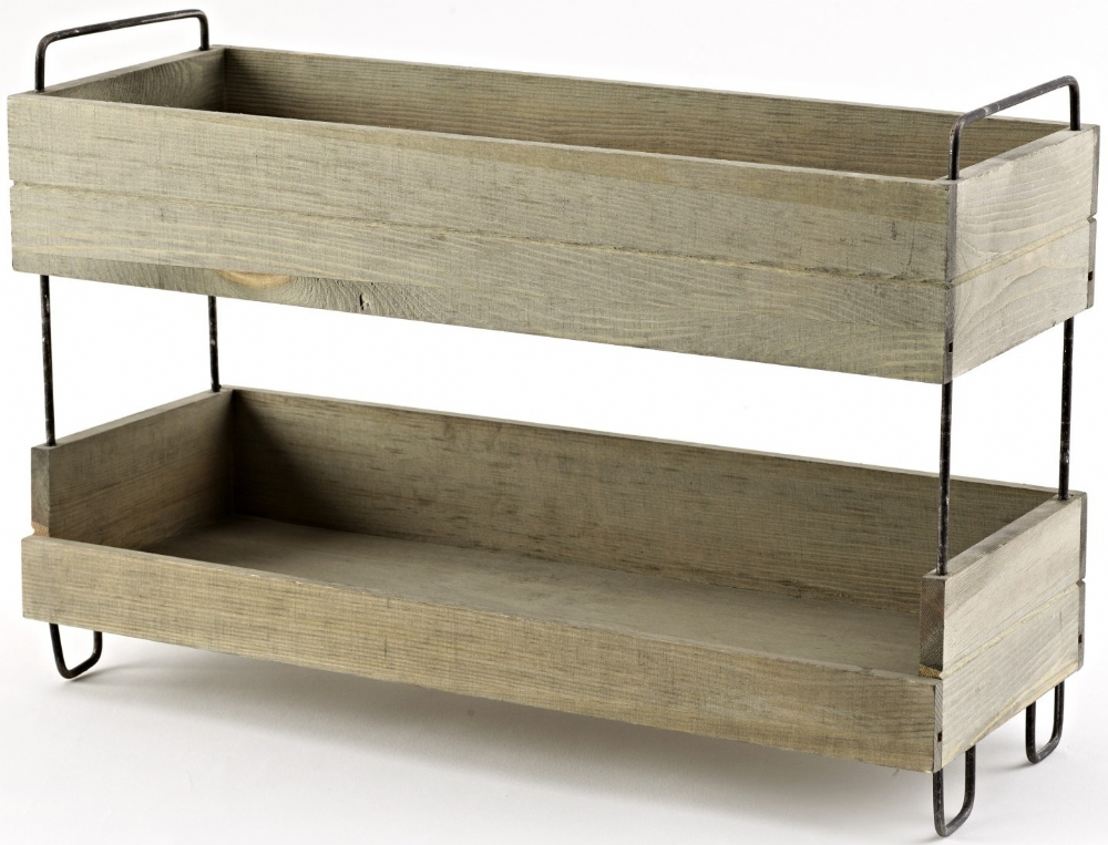 GADSBY Slim Two Tier Wood & Wire Stand