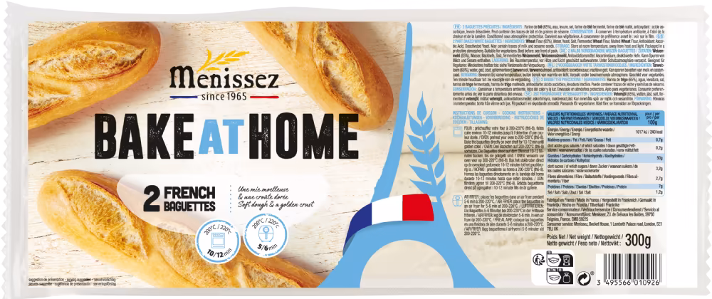 MENISSEZ Bake At Home - 2 French Baguettes 300g