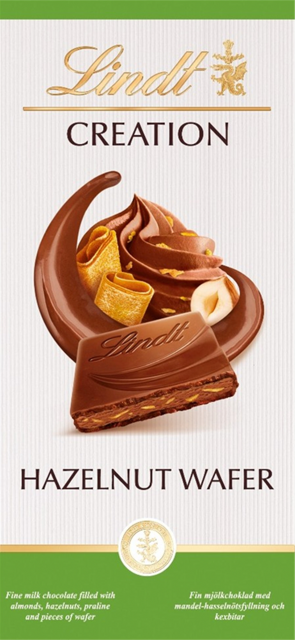 Lindt Creation Bar - Hazelnut Wafer Milk Chocolate 150g