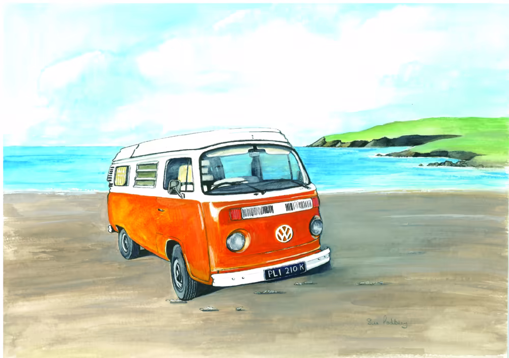SUE PODBERY VW Camper Orange Card