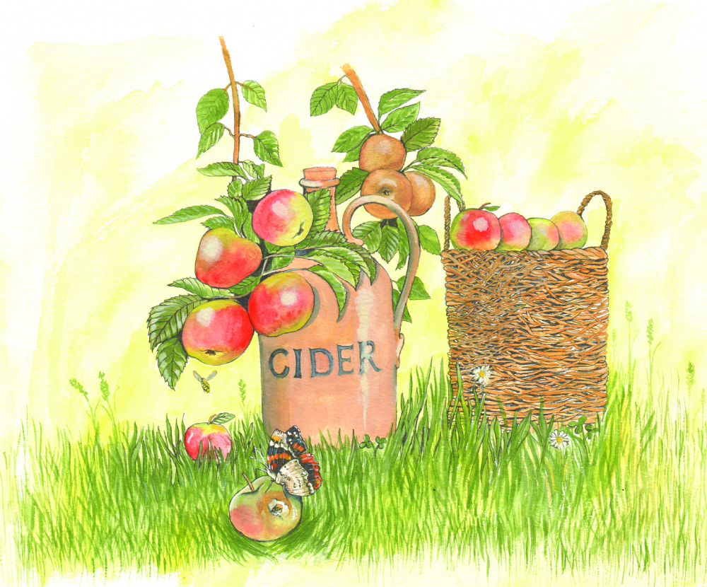 SUE PODBERY Cider Apple Basket Card