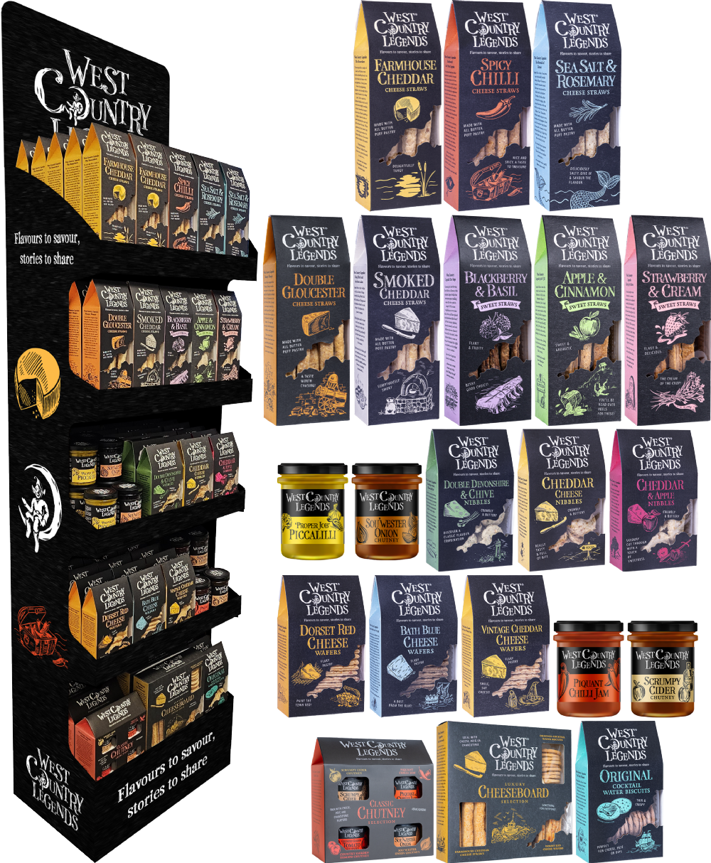 WEST COUNTRY LEGENDS Wooden Display Unit with Stock to Fill