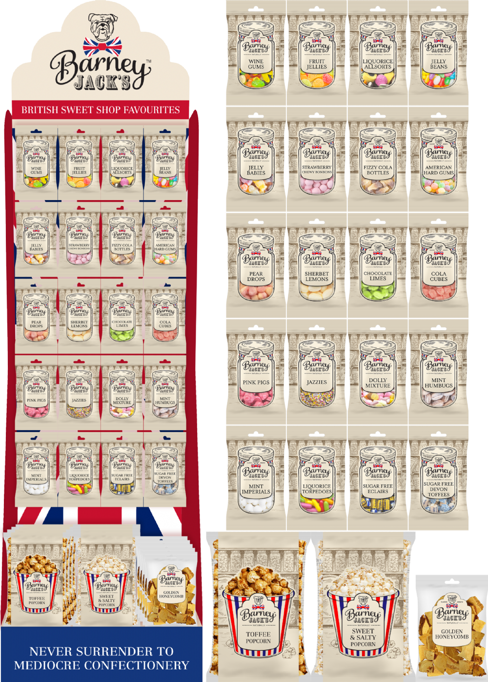 BARNEY JACK'S Wooden Display Unit with Stock to Fill