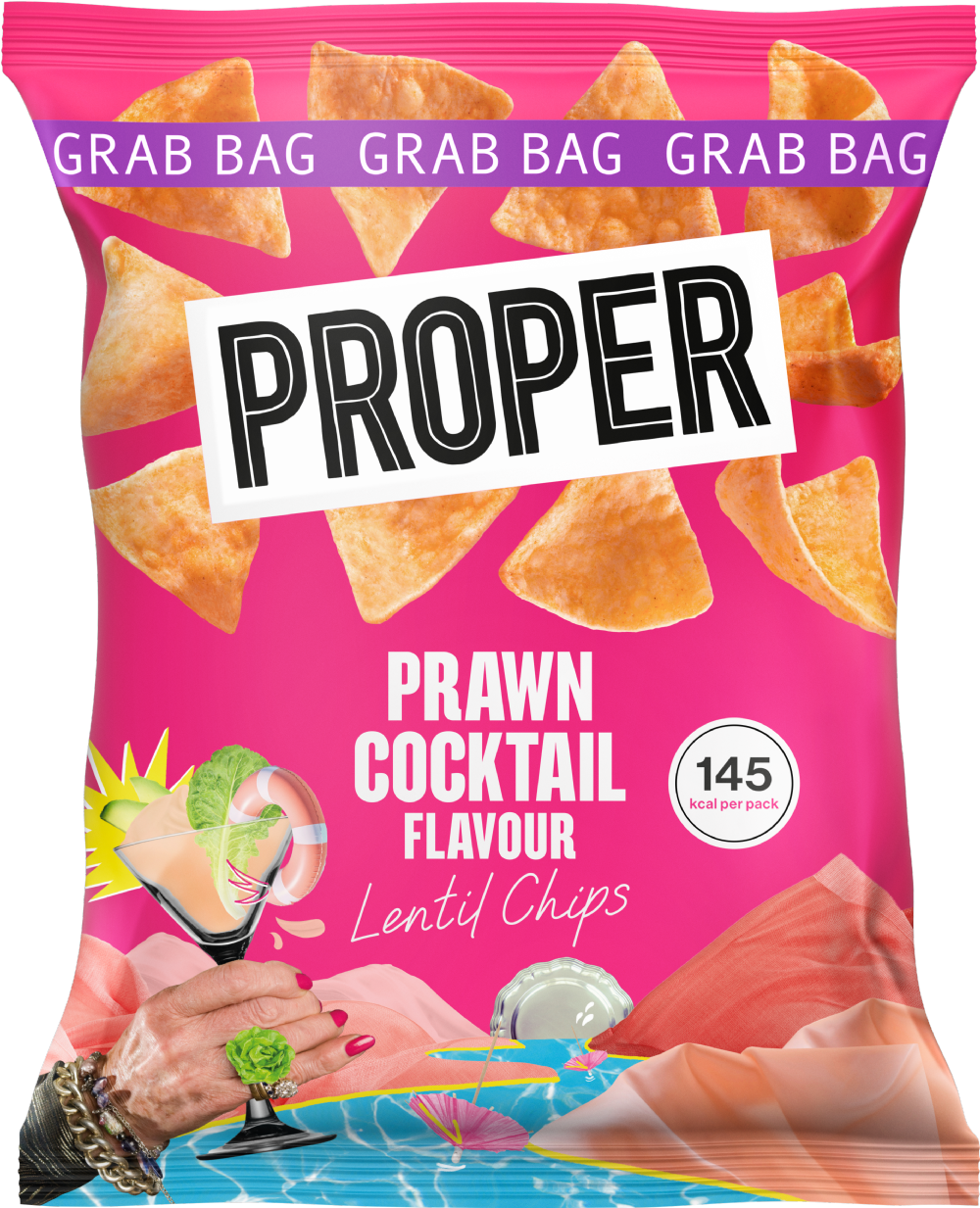 PROPER Chips - Prawn Cocktail Flavour Lentil Chips Grab Bag 31g