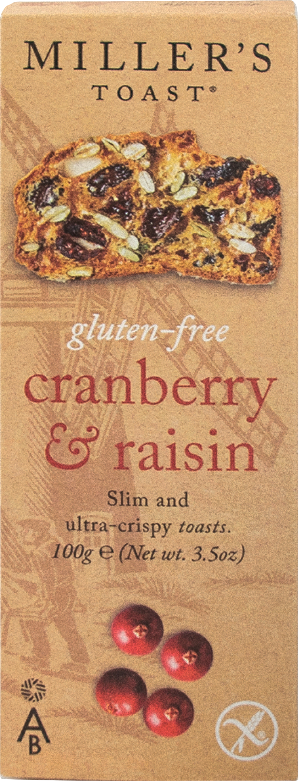 ARTISAN BISCUITS Miller's Toast Gluten Free Cranberry & Raisin 100g