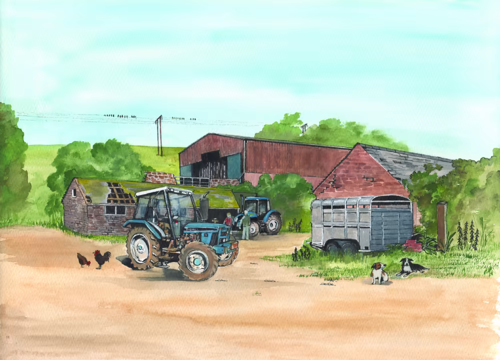 SUE PODBERY Quiet Farmyard Card