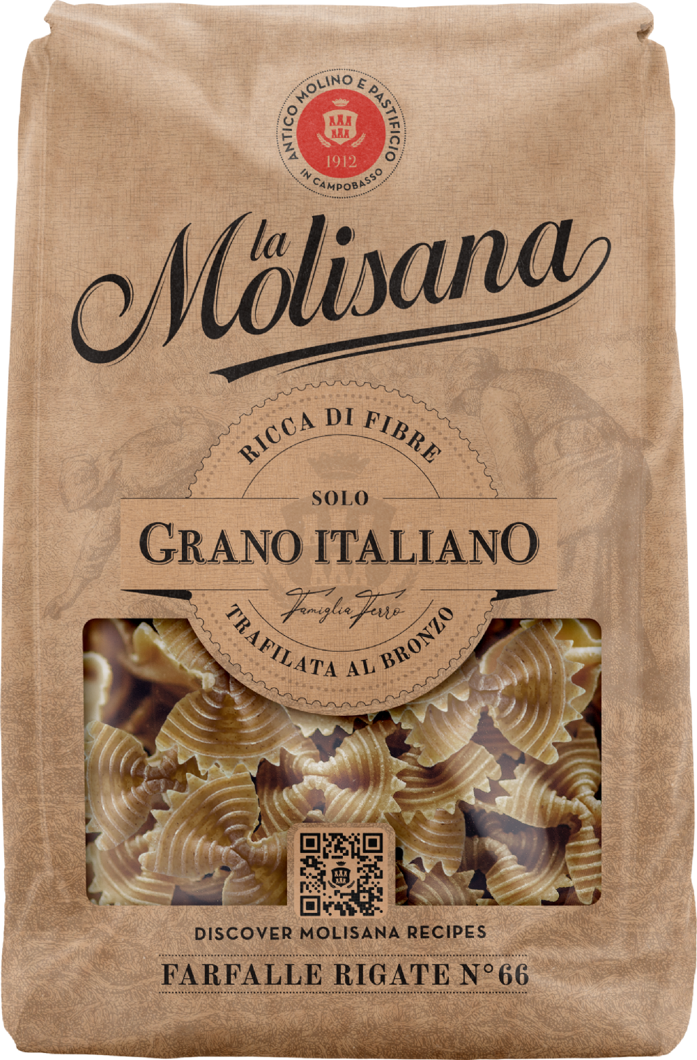LA MOLISANA Farfalle Rigate Integrali Pasta 500g