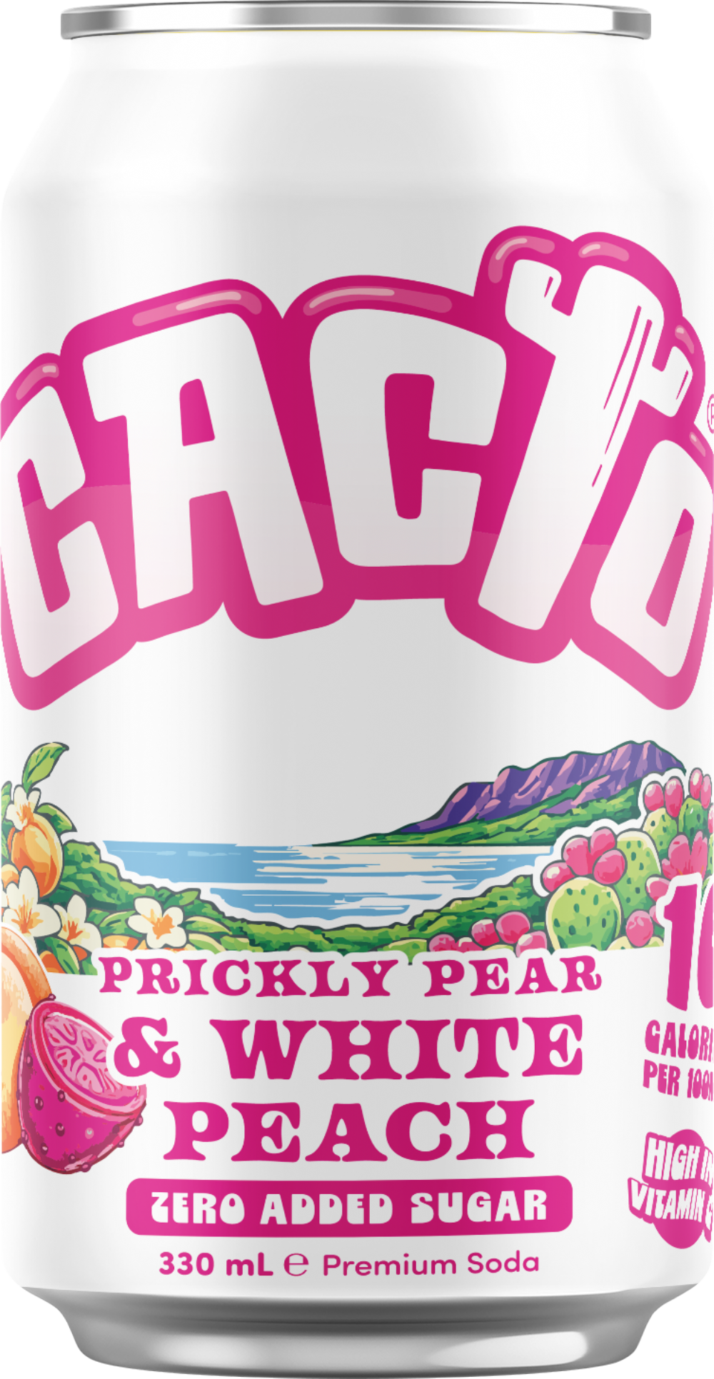 CACTO Prickly Pear & White Peach Premium Soda 330ml