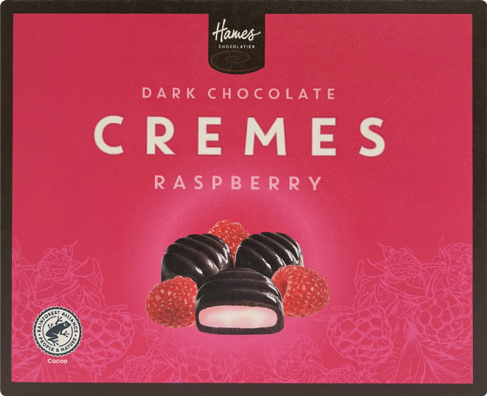 HAMES Dark Chocolate Cremes - Raspberry 88g