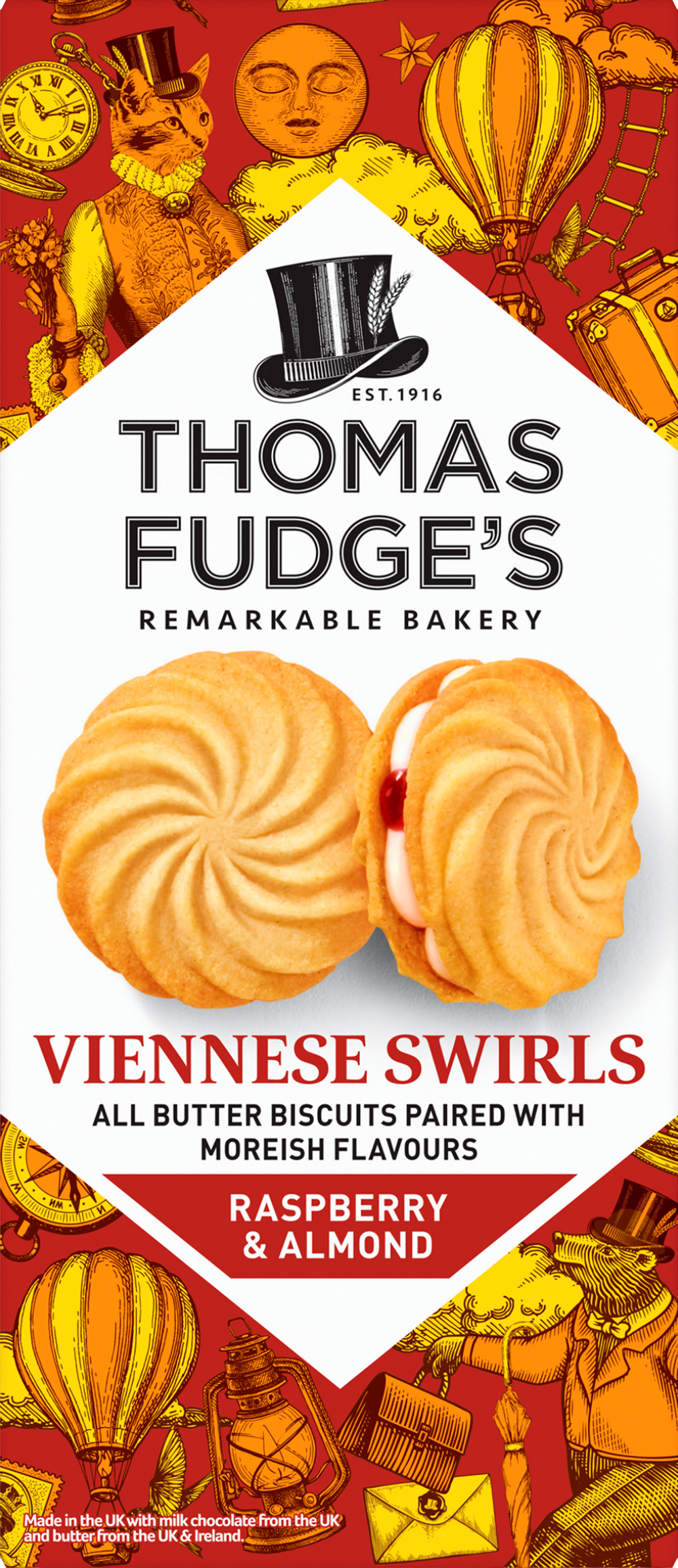 THOMAS FUDGE'S Viennese Swirls - Raspberry & Almond 130g