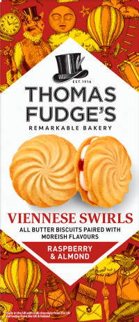 THOMAS FUDGE'S Viennese Swirls - Raspberry & Almond 130g