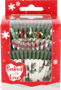 BAKED WITH LOVE Vintage Holly Baking Cases - Assorted Designs 100pk