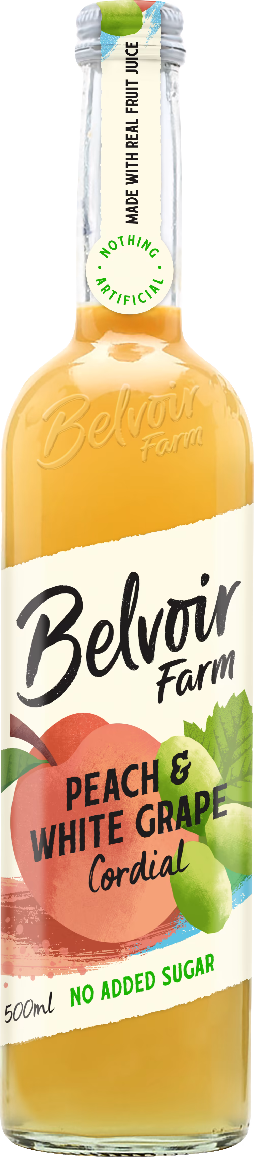 BELVOIR No Added Sugar Peach & White Grape Cordial 500ml