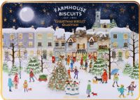 FARMHOUSE BISCUITS Assorted Biscuits in Winter Village Scene Tin 300g