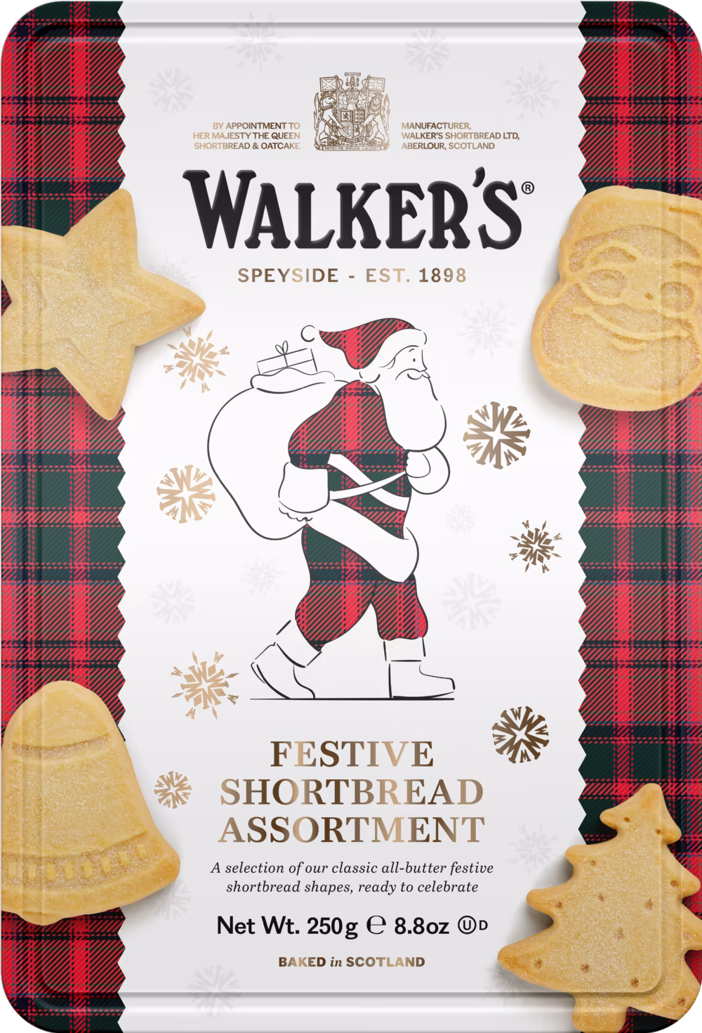 WALKER'S Festive Shortbread Assortment - Santa Tin 250g