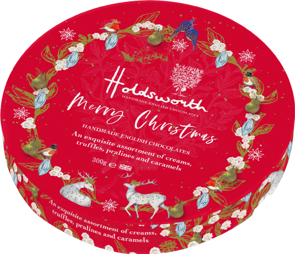 HOLDSWORTH Merry Christmas Chocolate Assortment - Round Box 300g