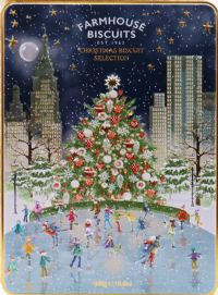 FARMHOUSE BISCUITS Assorted Biscuits in Winter City Skating Scene Tin 300g