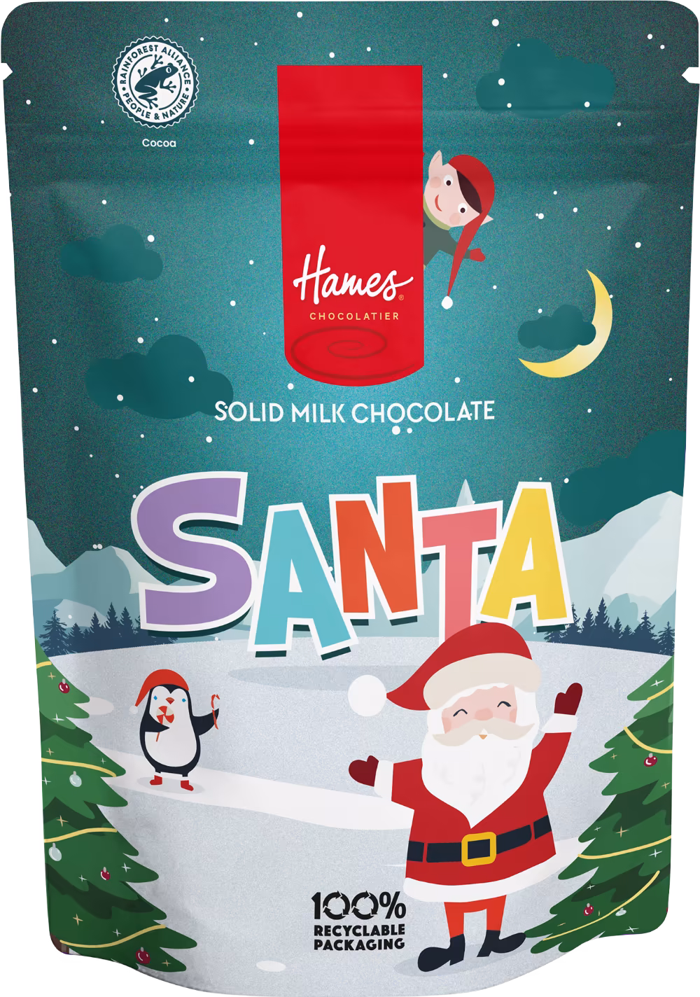 HAMES Solid Milk Chocolate Santa - Pouch 100g
