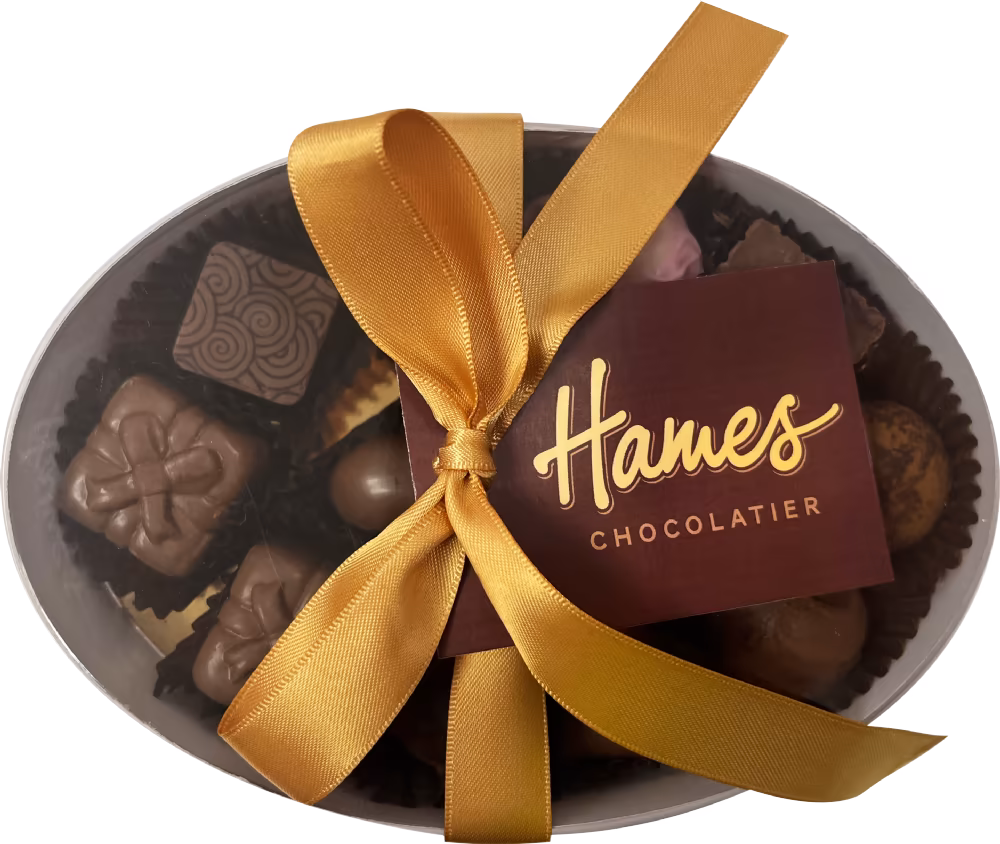 HAMES Chocolate Assortment in Oval Acetate Gift Box 140g