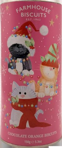 FARMHOUSE BISCUITS Chocolate Orange Biscuits in Festive Kitten Tube 150g
