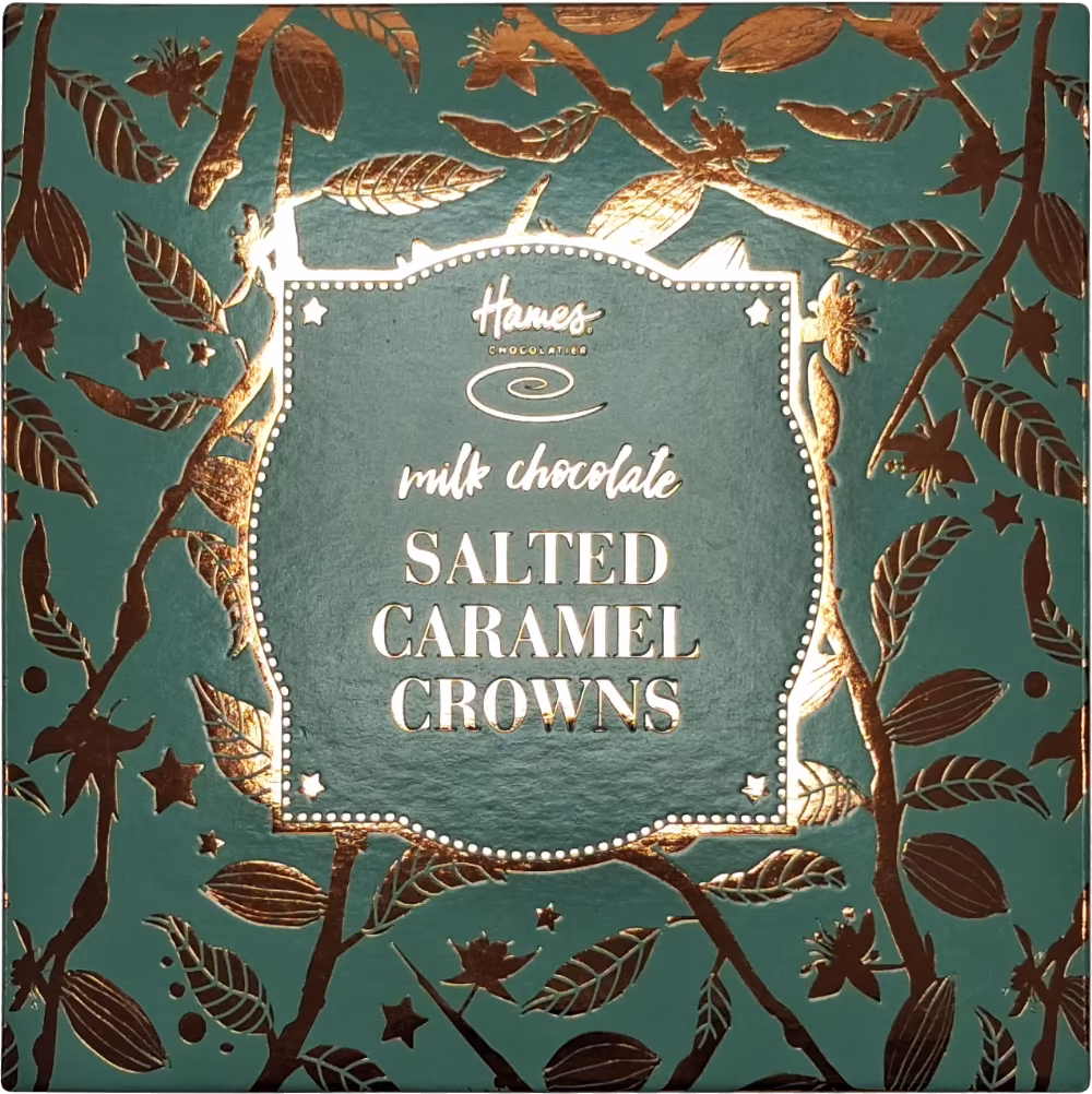 HAMES Milk Chocolate Salted Caramel Crowns - Aqua Box 126g