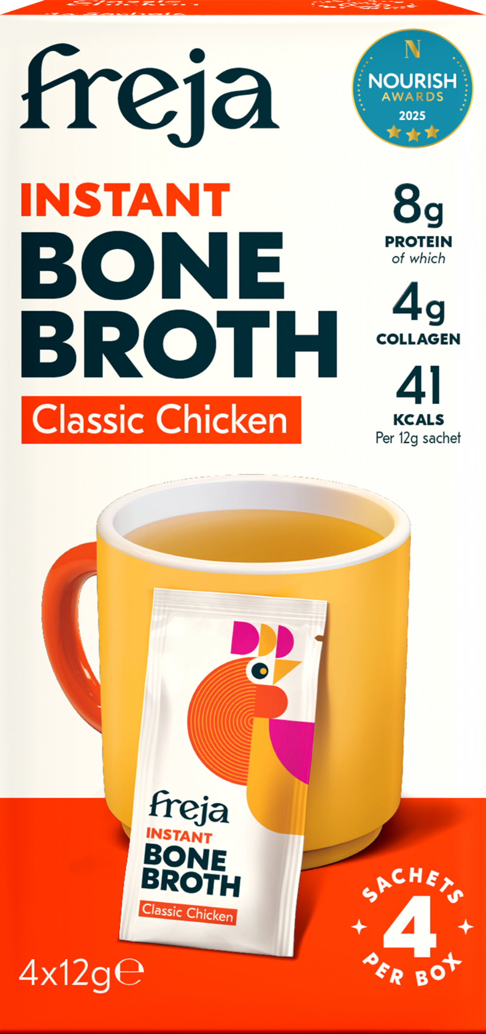FREJA Instant Classic Chicken Bone Broth - 4 Sachets 48g