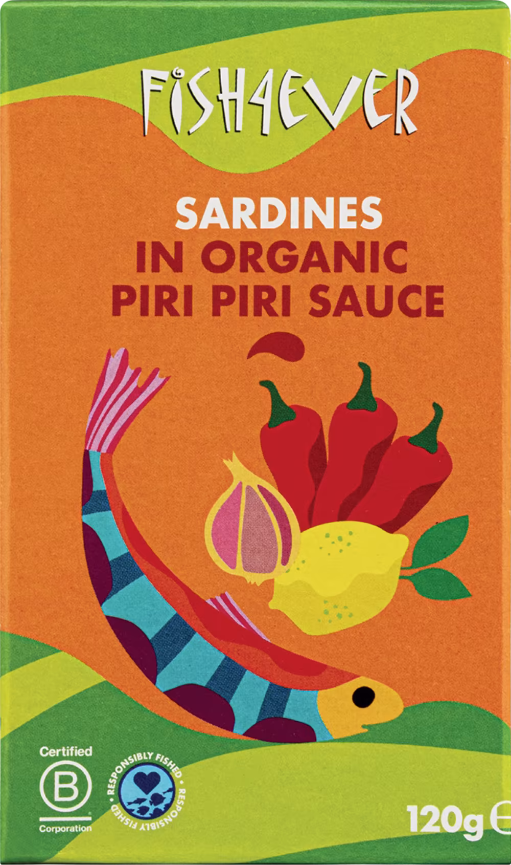 FISH 4 EVER Sardines in Organic Piri Piri Sauce 120g