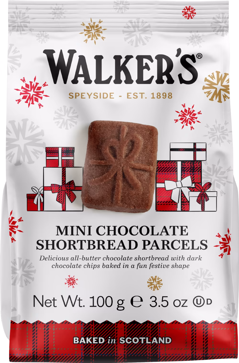 WALKER'S Mini Chocolate Shortbread Parcels 100g