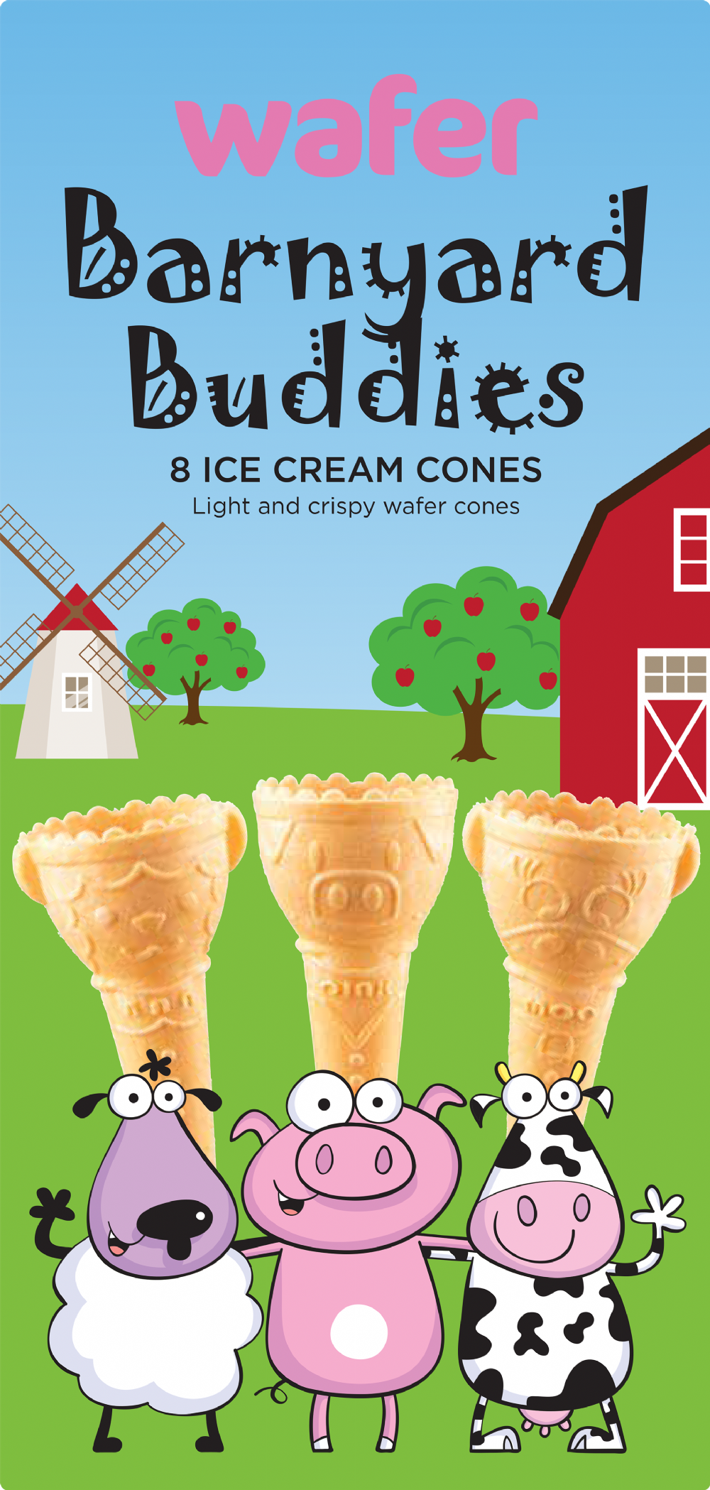 WAFER Barnyard Buddies - 8 Ice Cream Cones