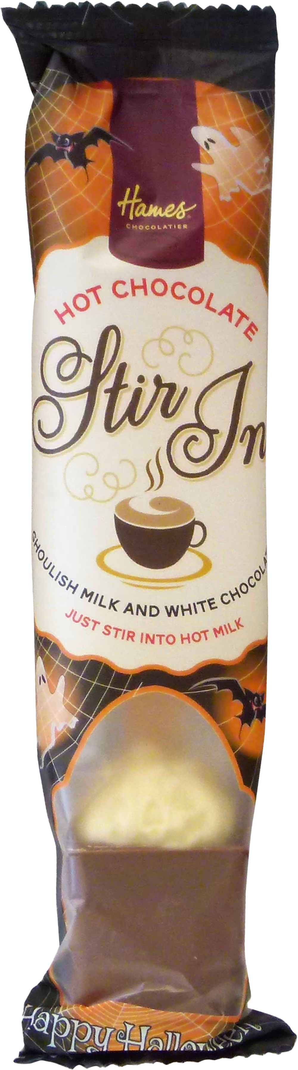 HAMES Stir In Hot Chocolate Spoon - Ghoulish Milk & White Chocolate 38g