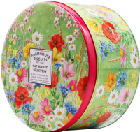 FARMHOUSE BISCUITS Oat Biscuit Selection in Embossed Floral Round Tin 500g